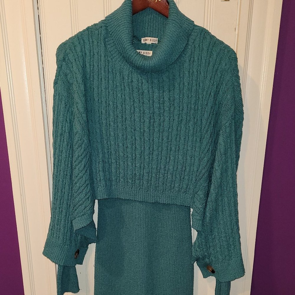 Bump Biddy Jaila Sweater Dress Matching Set Maternity Plus Teal